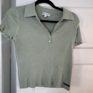 Calvin Klein Jeans Ribbed Button Down Shirt - Light Green